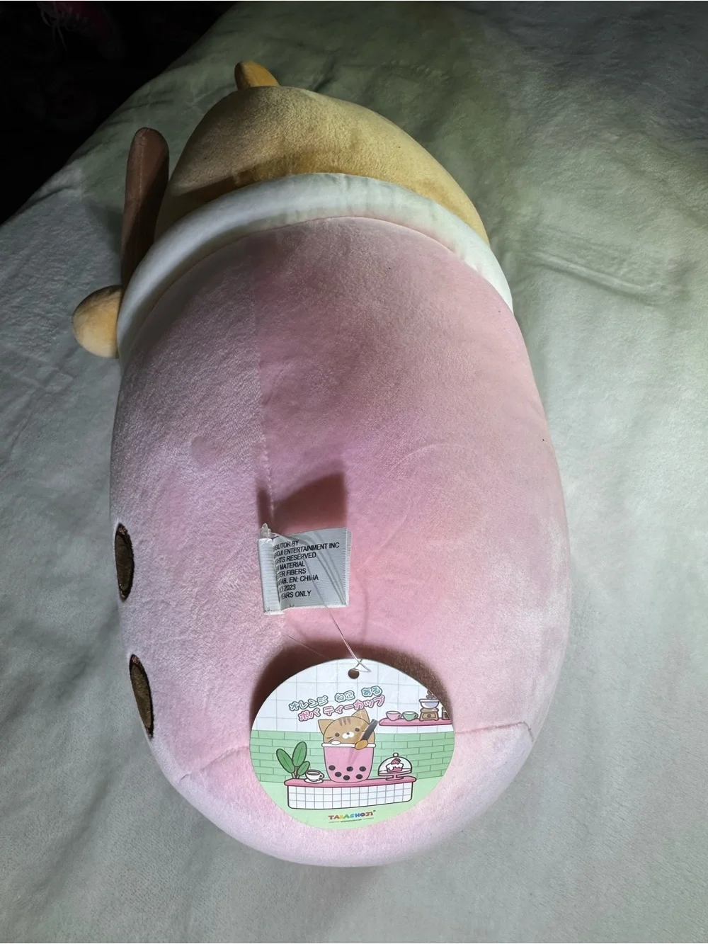 Kawaii Plush Cat in Pink Bubble Tea Cup Plush Toy via 14’
